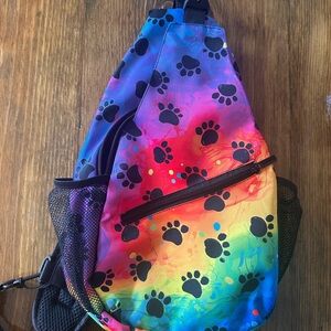 Rainbow Paw Print Sling Bag 🌈🐾 Pet Lover Crossbody Backpack Dog Mom Festival Bag